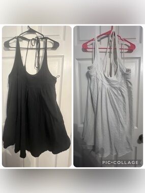 Free People x2 Tunic Mini Dress bundles Size Large Black, White Scoop Halter